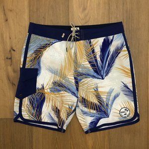 VANS Men's Tropical Outdoor Palm Leaf Navy Beach Pool Surfing Board Shorts 34